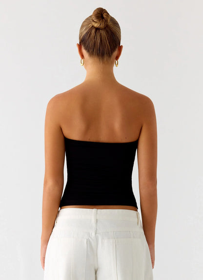 Adrienna Strapless Top Black