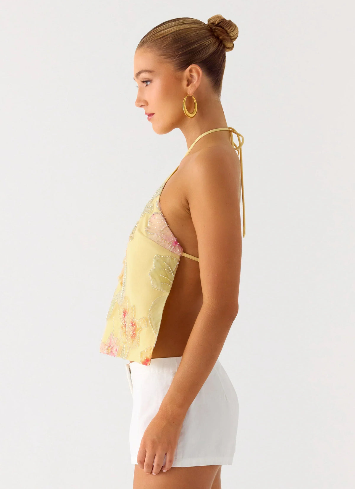 Bliss Beaded Halter Top Floral Beaded
