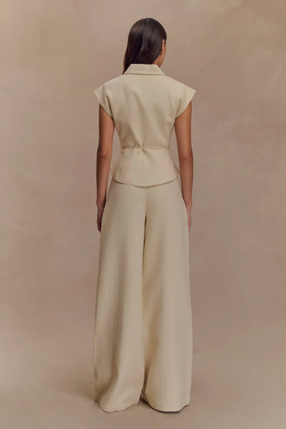 Andina Shortsleeve Linen Top Natural Beige
