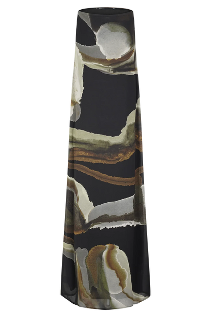 Amaya Strapless Chiffon Maxi Dress Green Fluid Reverie Print