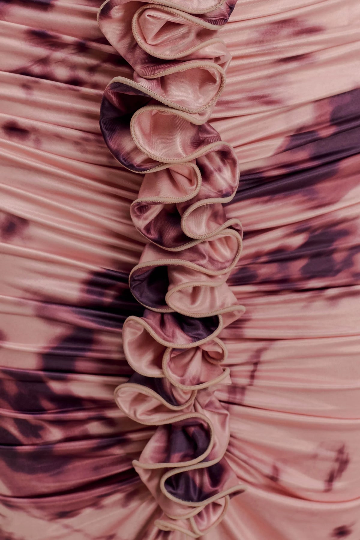 Alessandra Slinky Ruffle Maxi Dress Pink Blurred Floral Print