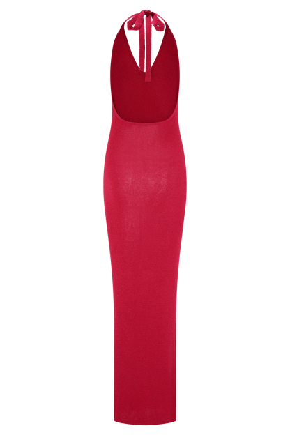 Ayella Cowl Knit Maxi Dress Raspberry