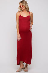 Rust Open Knit Crochet Maternity Midi Dress