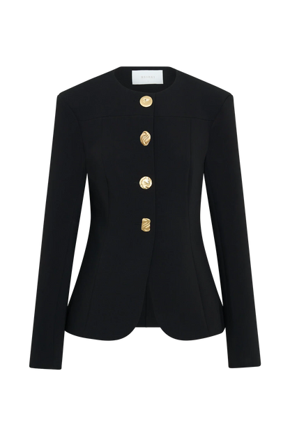 Asia Mixed Button Blazer Black