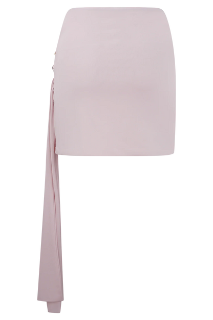Alicent Slinky Beaded Mini Skirt Pale Pink