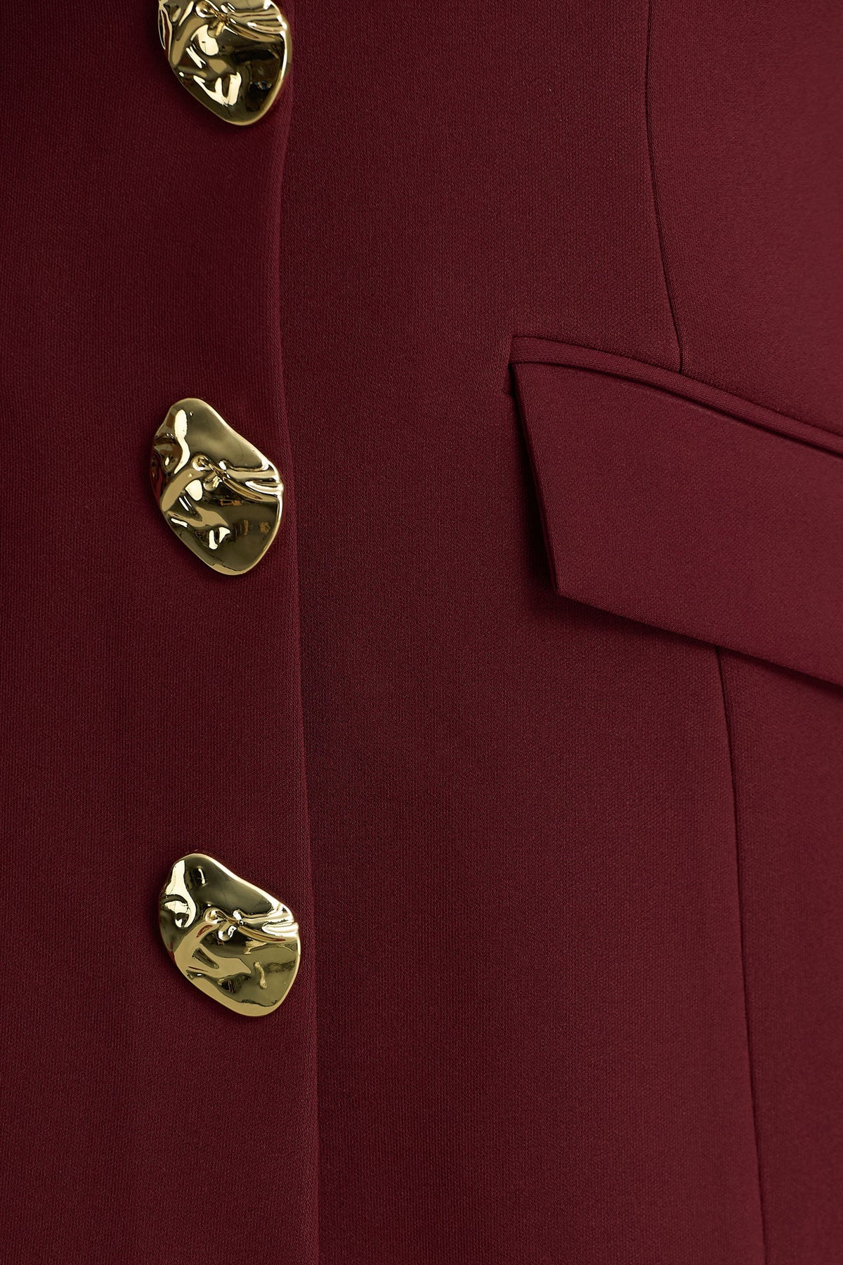 Belony Dark Plum Crew Neck Mini Dress With Button Detailing
