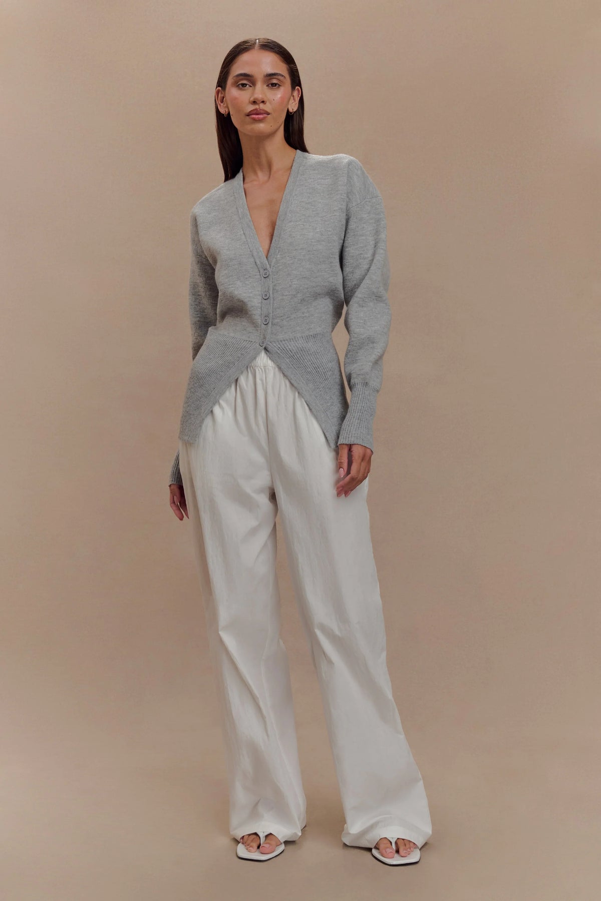 Alexia Buttoned Oversized Cardigan Grey Marle