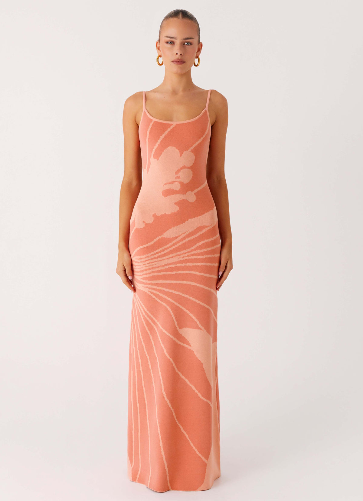 Bliss View Knit Maxi Dress Peach