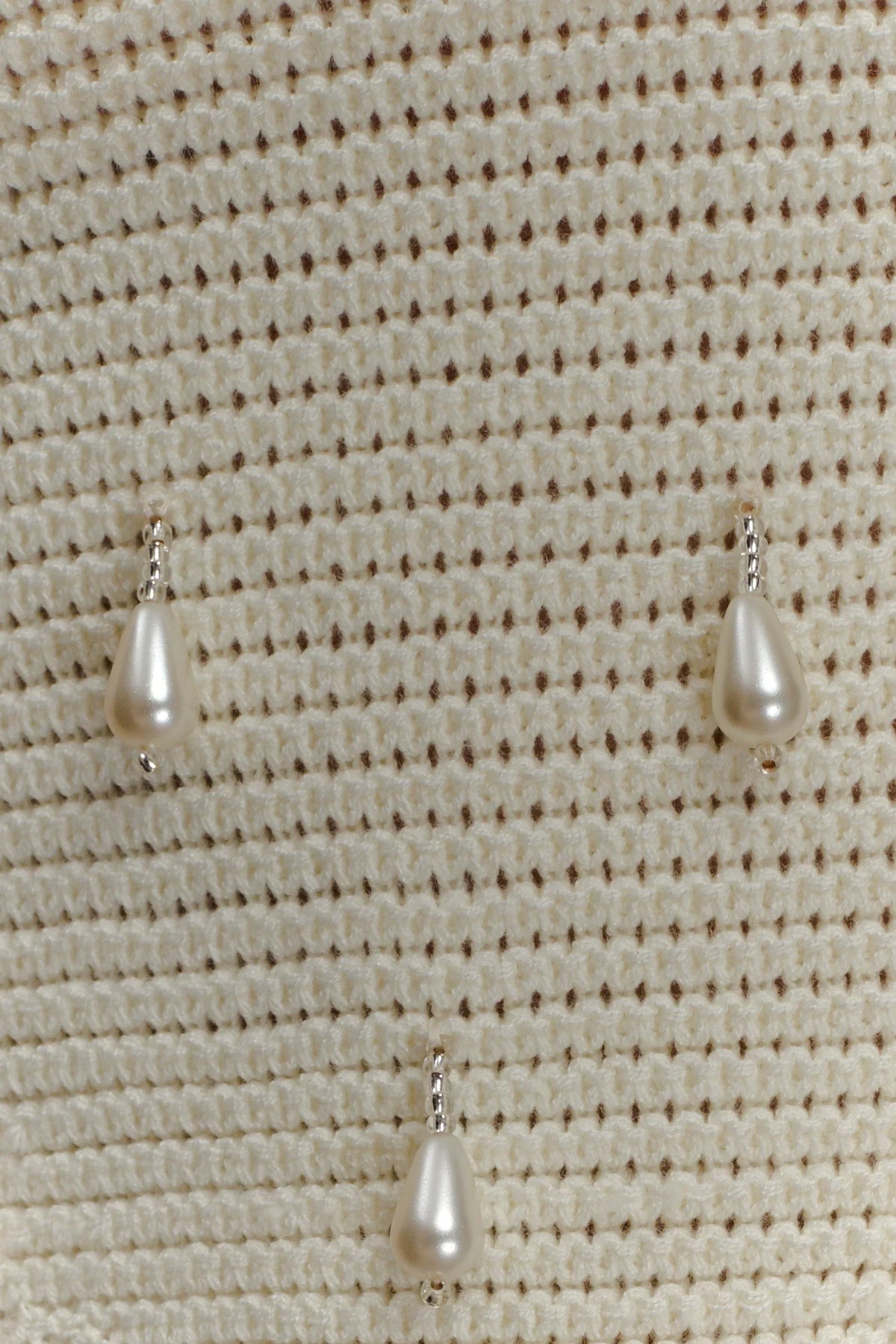 Aletta Knit Pearl Halter Top Ivory