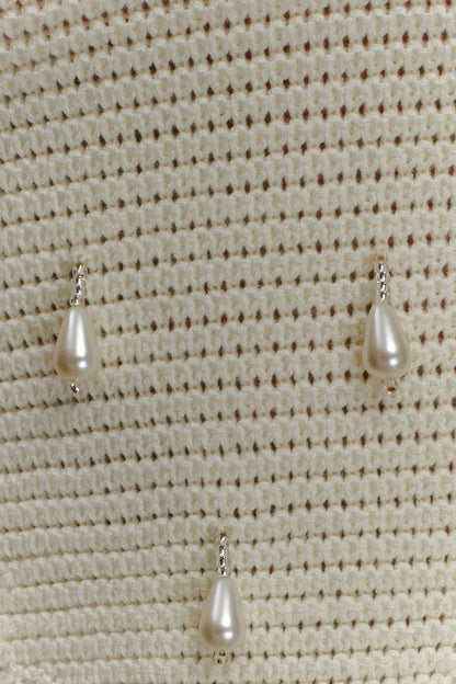 Aletta Knit Pearl Halter Top Ivory