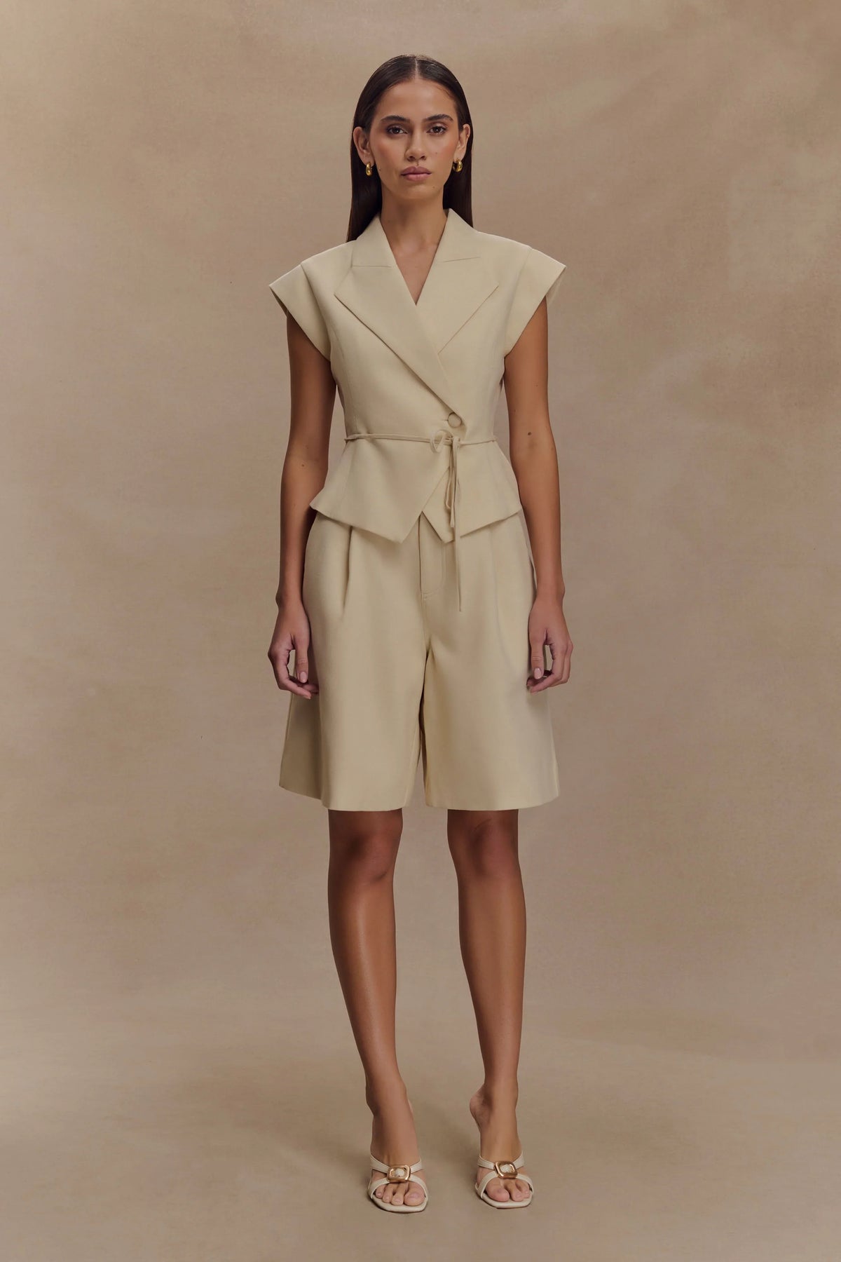 Andina Shortsleeve Linen Top Natural Beige