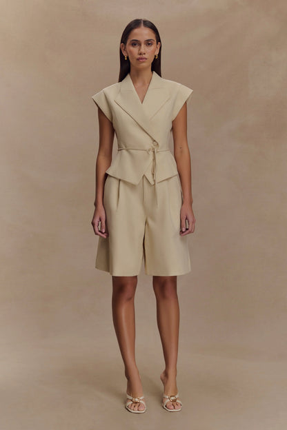 Andina Shortsleeve Linen Top Natural Beige