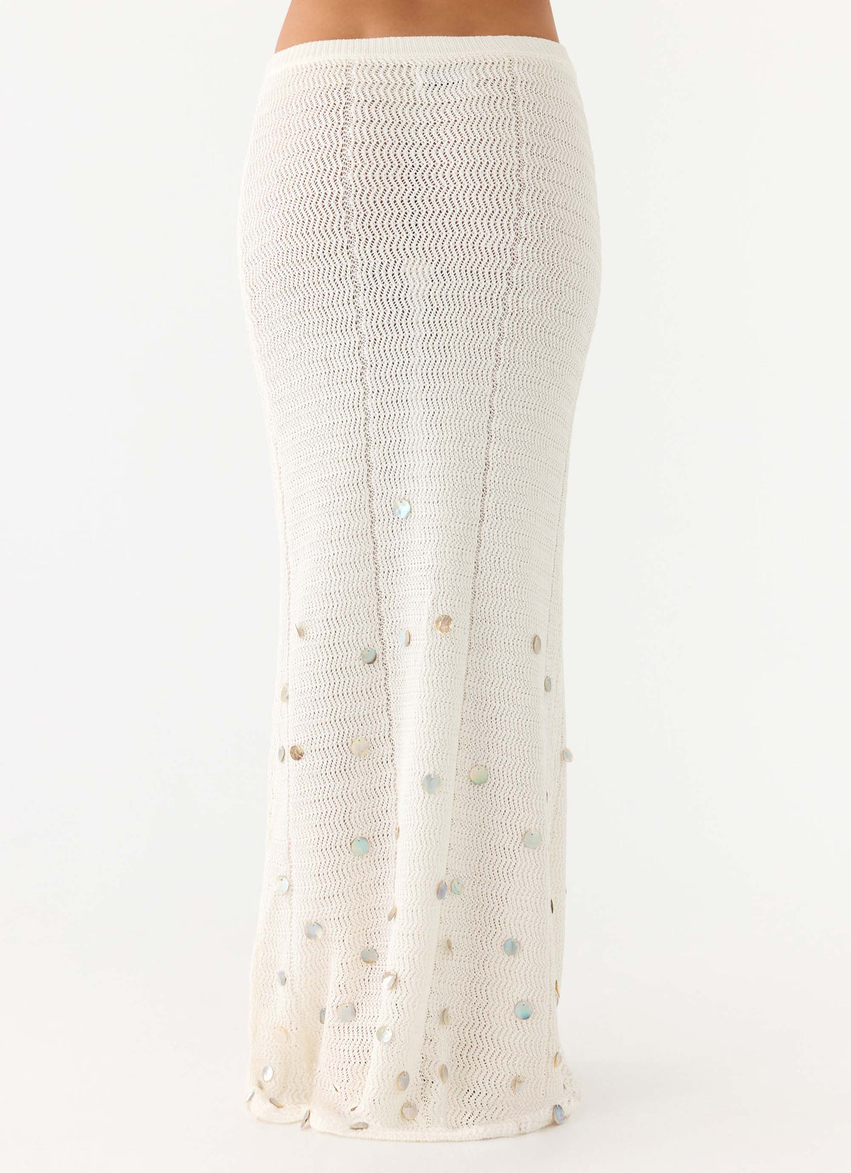 Adelaida Beaded Crochet Maxi Skirt Ivory