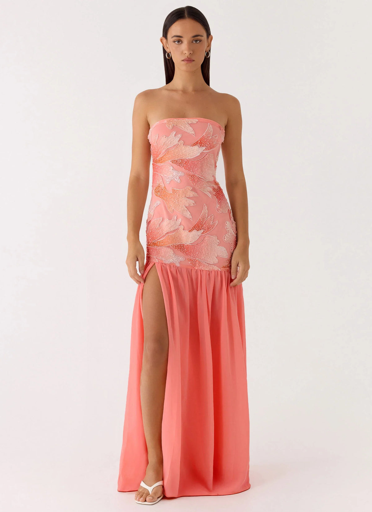 Allana Beaded Maxi Dress Papaya