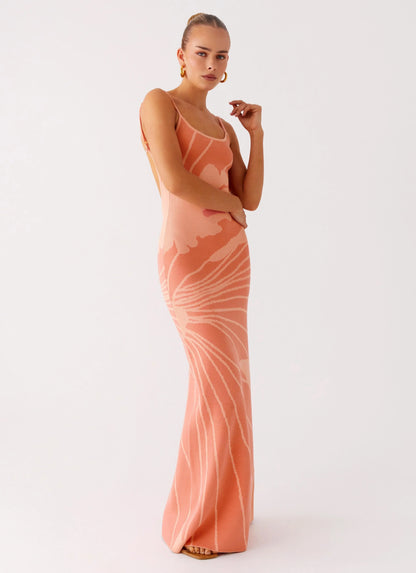 Bliss View Knit Maxi Dress Peach
