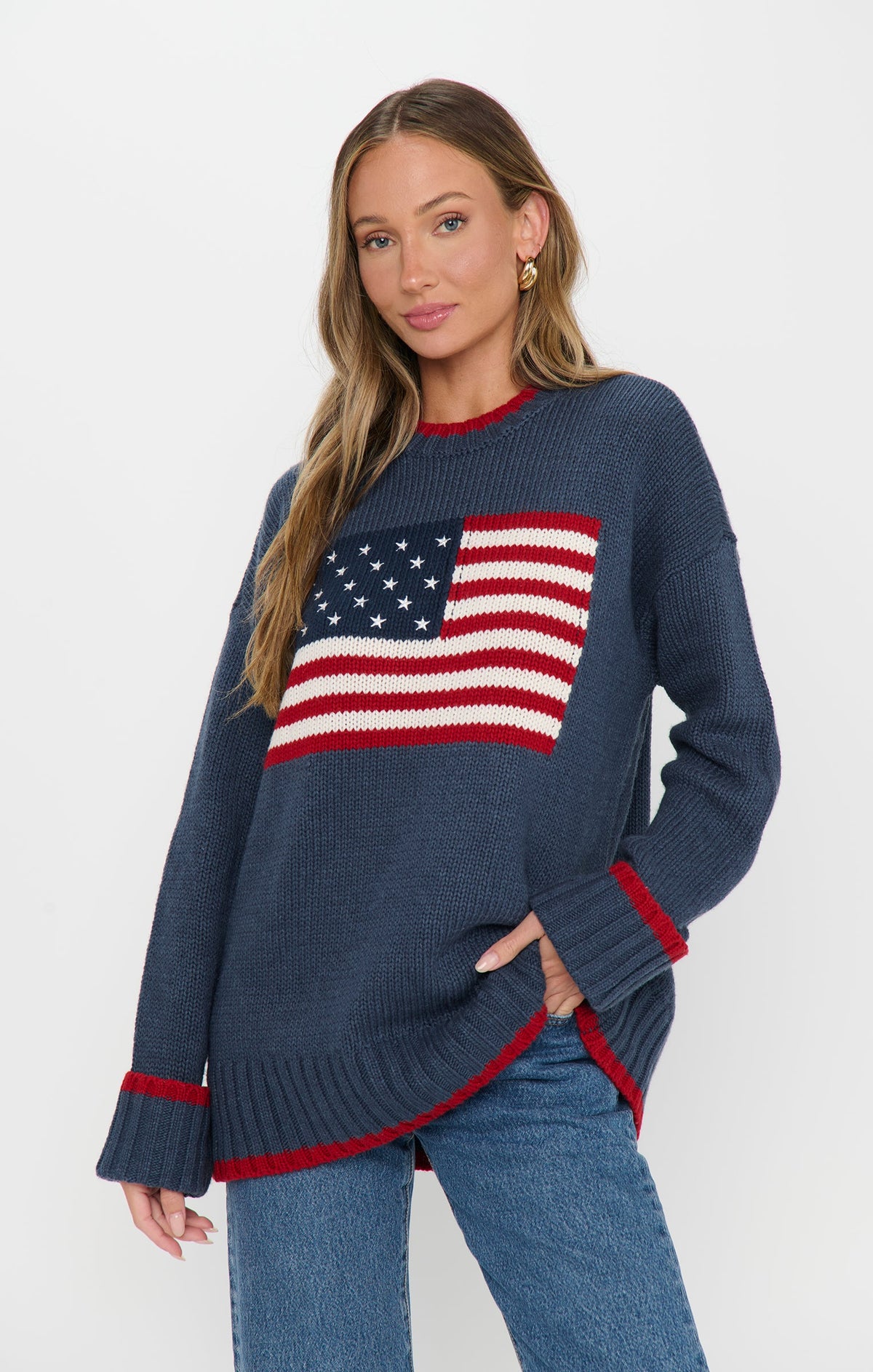 Fireside Sweater ~ American Flag Navy Knit