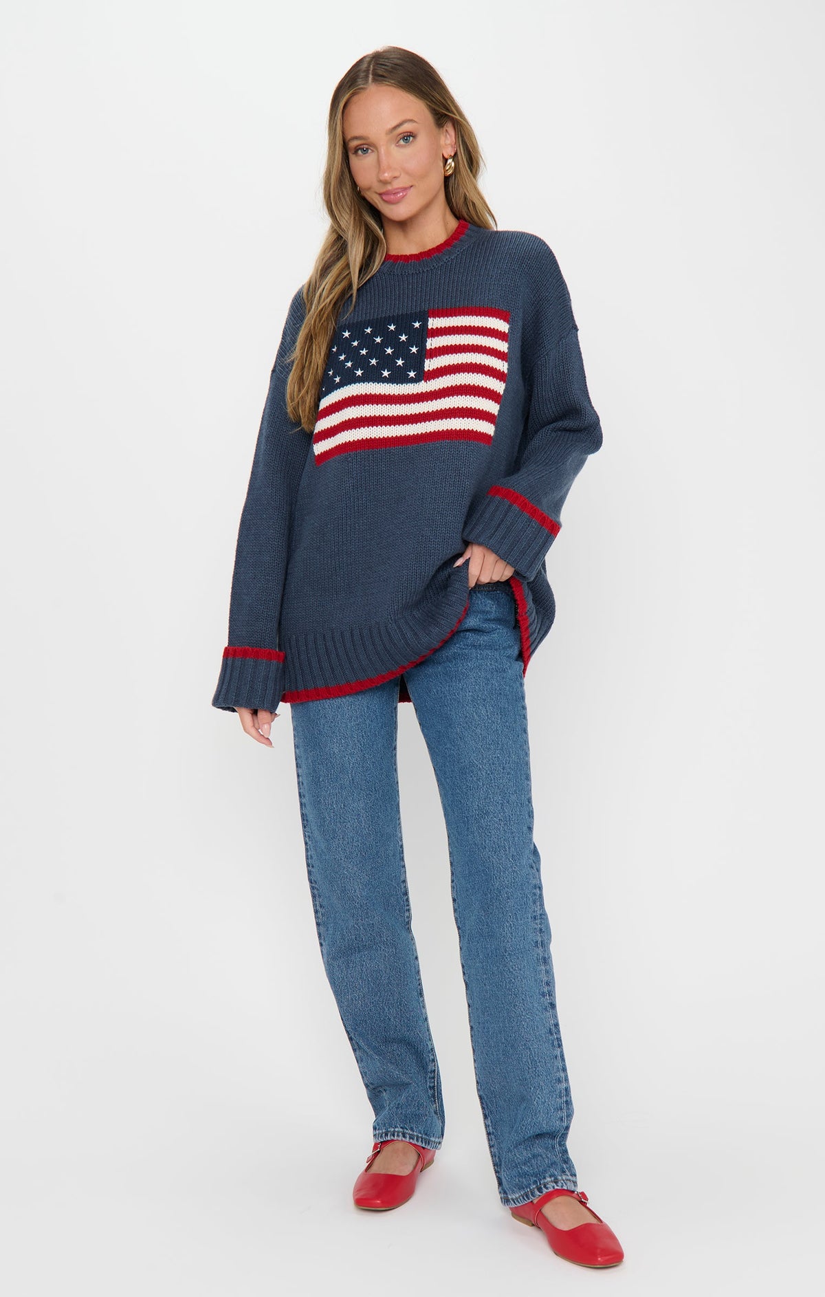 Fireside Sweater ~ American Flag Navy Knit