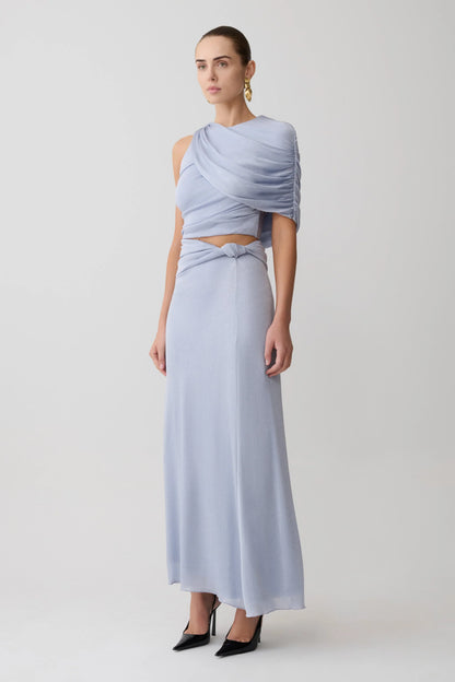 Adrienne One Shoulder Lurex Top Pastel Blue