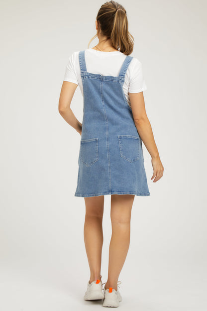 Navy Denim Maternity Overall Dress