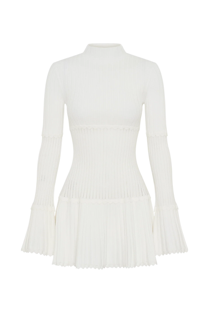 Adena Pointelle Knit Mini Dress Ivory