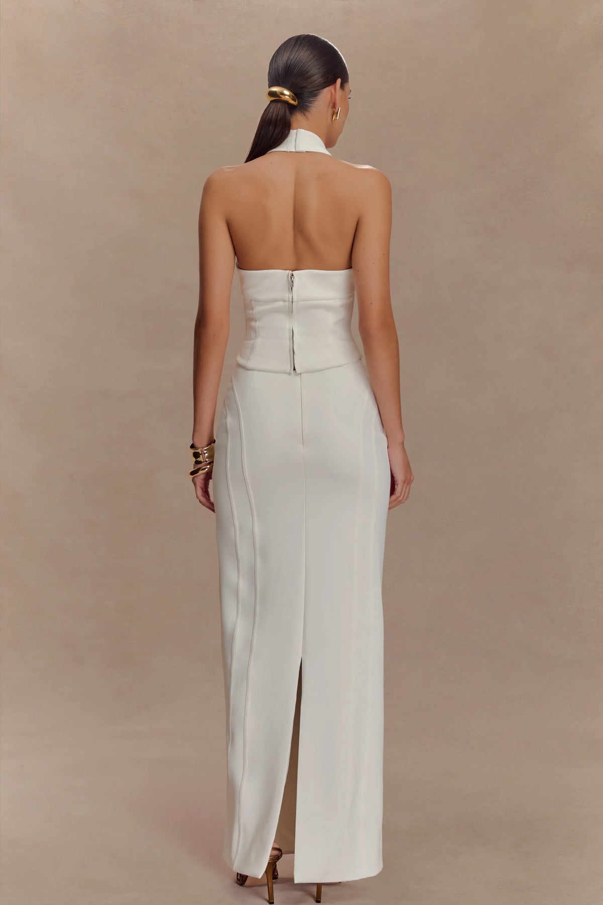 Alma High Waist Maxi Skirt White