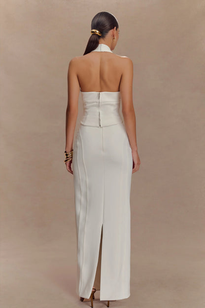Alma High Waist Maxi Skirt White