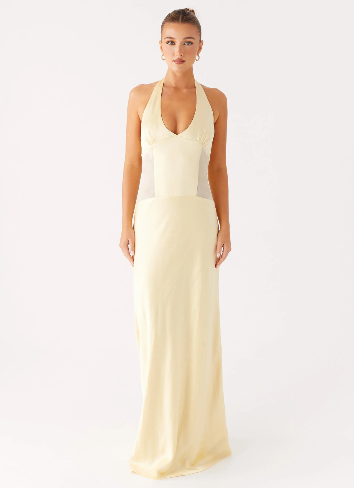 Ambre Mesh Panel Maxi Dress Yellow