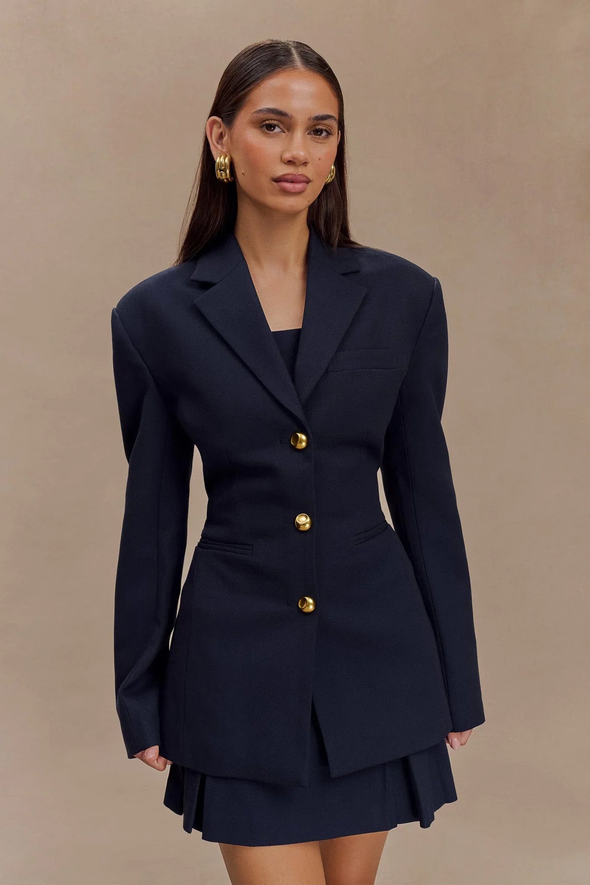 Bellamy Cinched Blazer Dark Navy