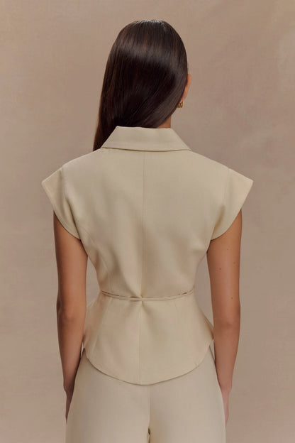 Andina Shortsleeve Linen Top Natural Beige
