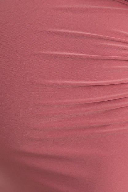 Carlotta Blush Pink Bardot Maternity Maxi Dress With Chiffon Cape