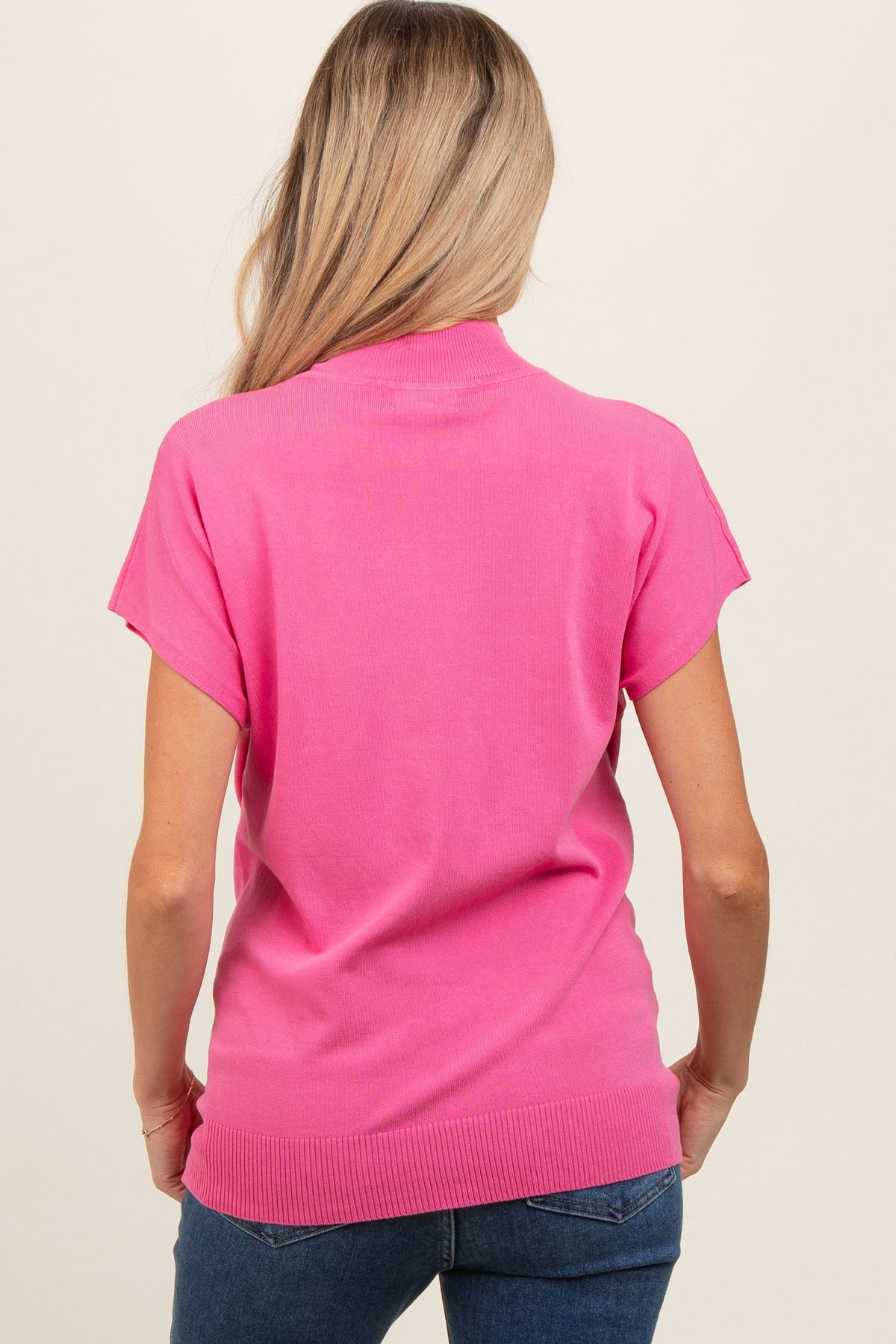 Fuchsia Mock Neck Knit Maternity Top