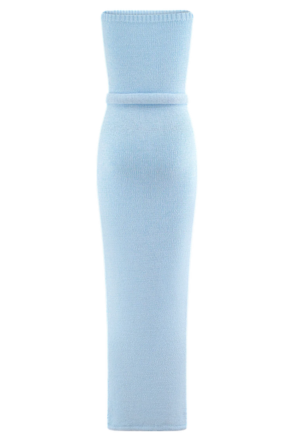 Andrea Strapless Knit Maxi Dress Light Blue