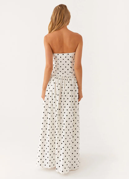 Andorra Maxi Dress White Polkadot