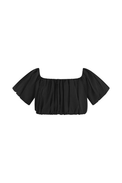 Autumn Off Shoulder Bubble Top Black