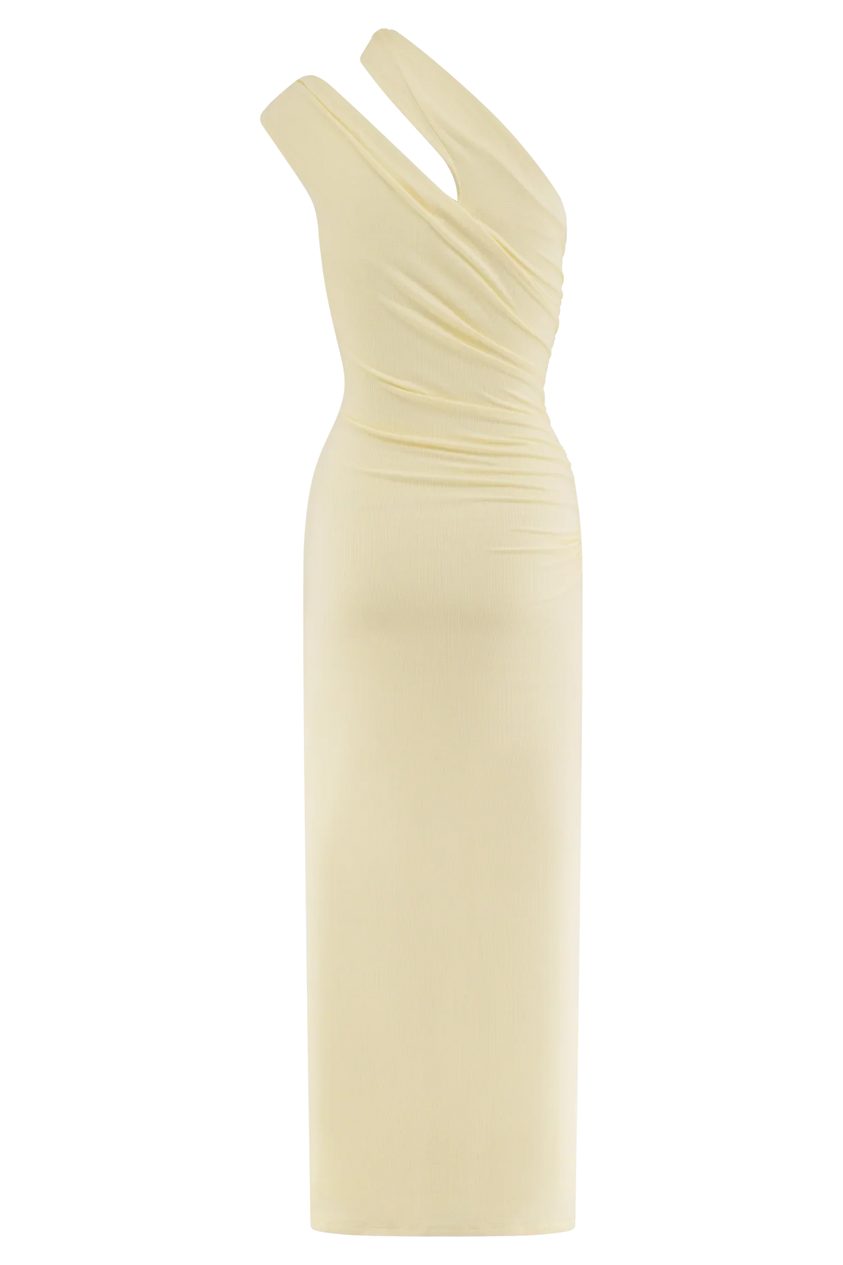 Anastasia One Shoulder Modal Midi Dress Pale Lemon