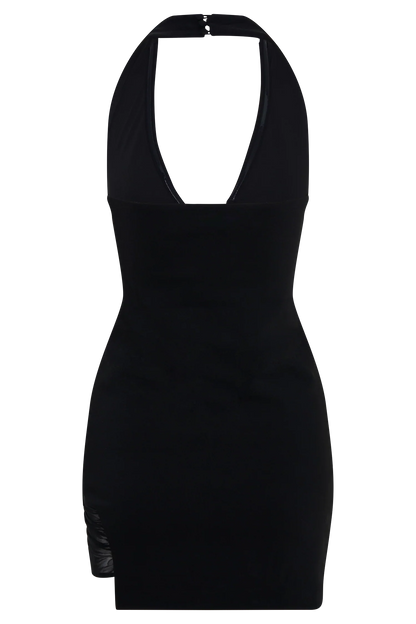 Aubree Crepe And Mesh Mini Dress Black
