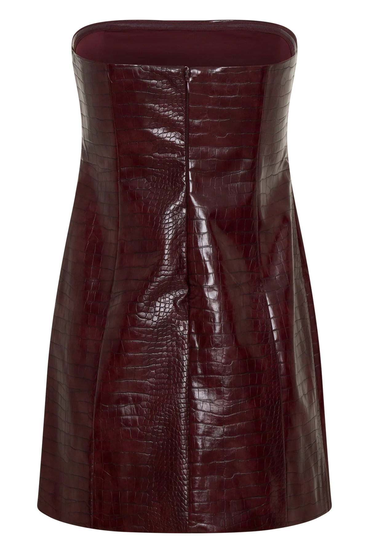 Anouk Faux Leather Strapless Mini Dress Merlot