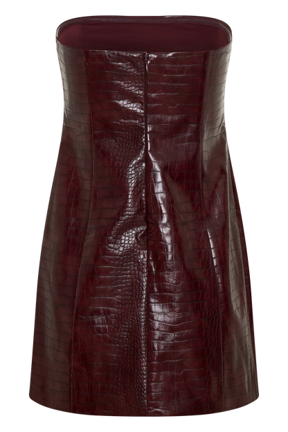 Anouk Faux Leather Strapless Mini Dress Merlot
