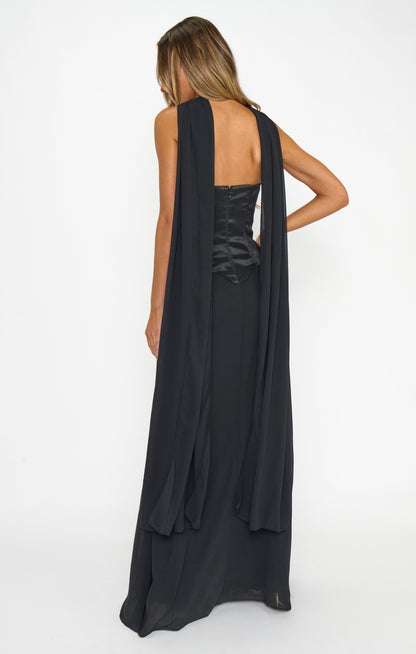 Jules Maxi Dress ~ Black Chiffon