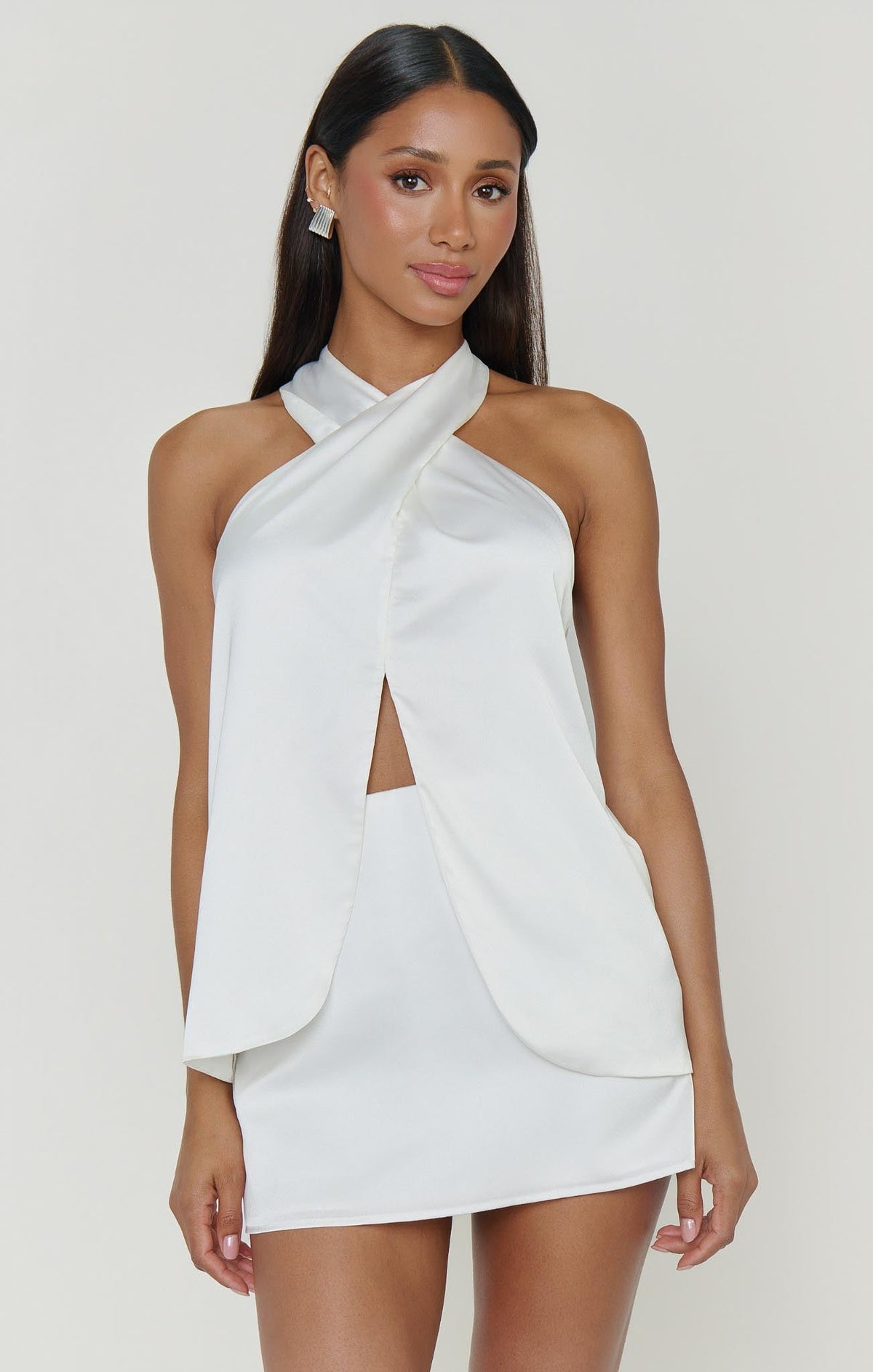 Michaela Top ~ Ivory Luxe Satin