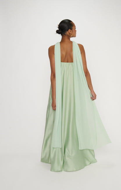 Tinsley Tube Dress ~ Pistachio Luxe Satin