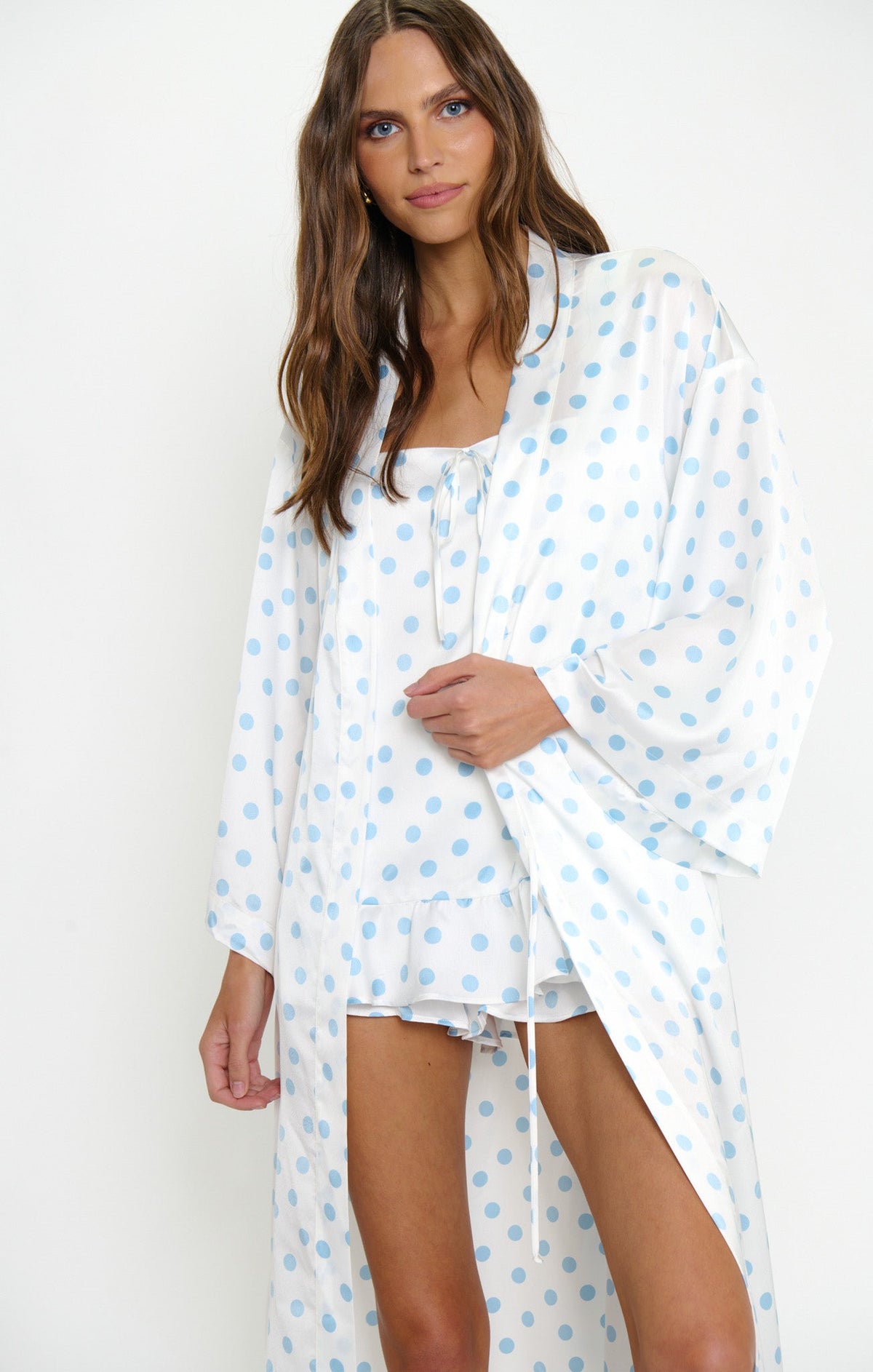 Sunrise Robe ~ Powder Blue Polka Dot