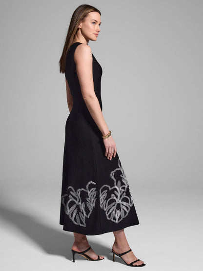 Gold Label Embroidered Knit Twirl Dress