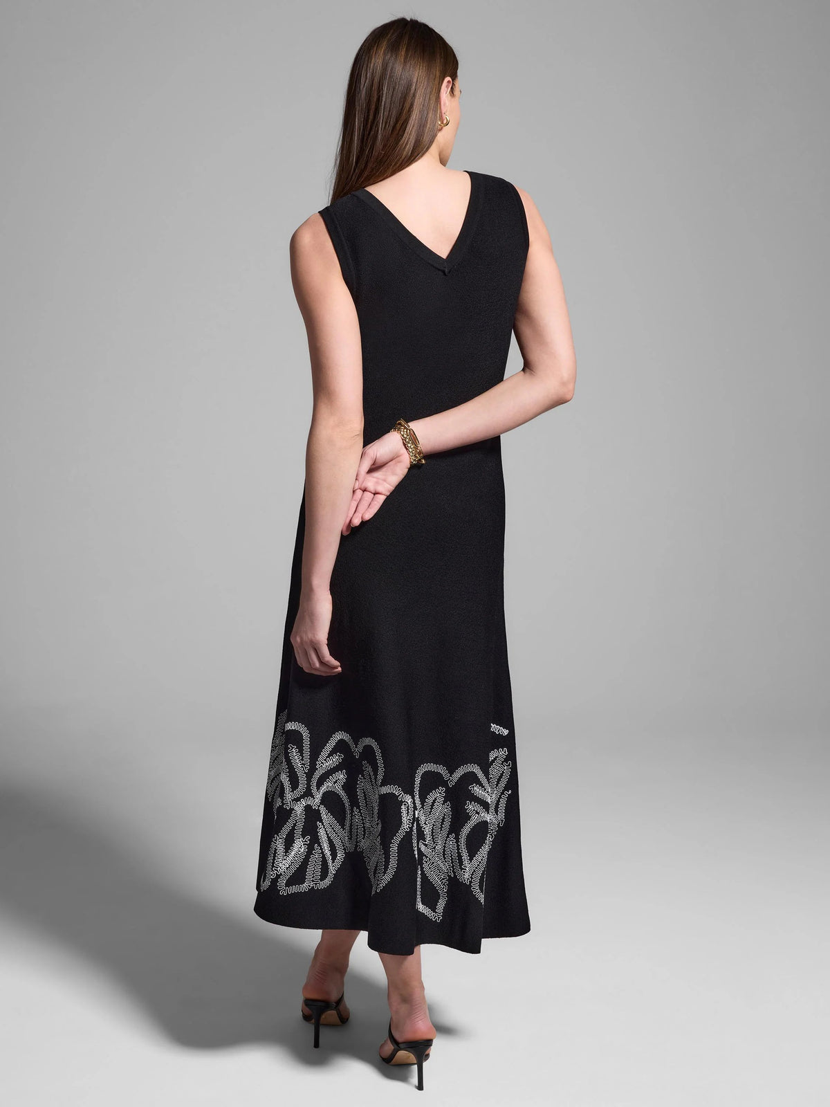 Gold Label Embroidered Knit Twirl Dress