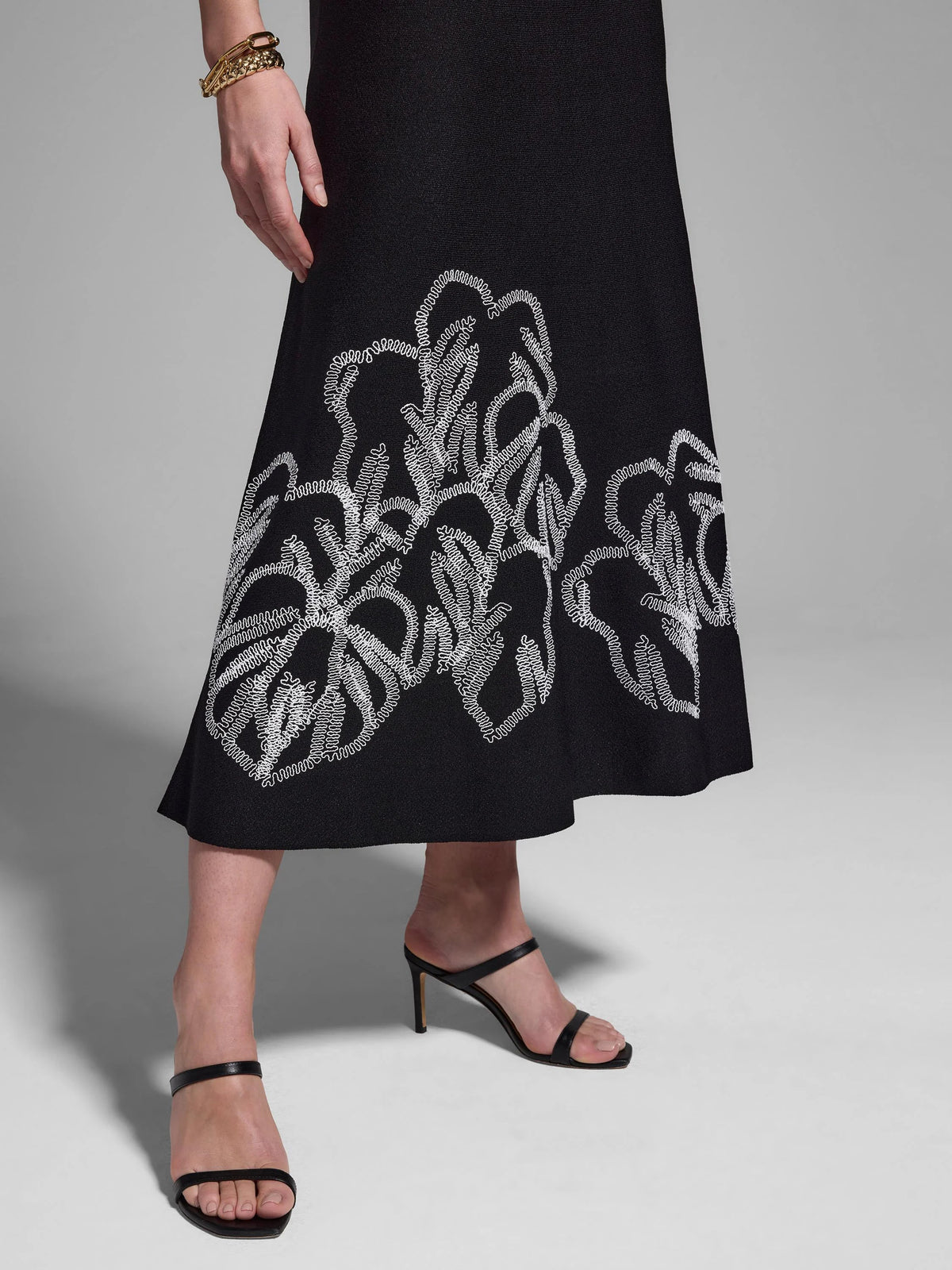 Gold Label Embroidered Knit Twirl Dress