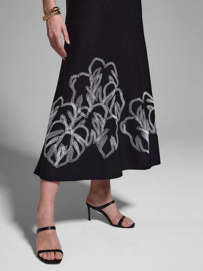 Gold Label Embroidered Knit Twirl Dress