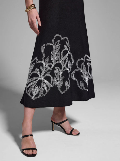Gold Label Embroidered Knit Twirl Dress