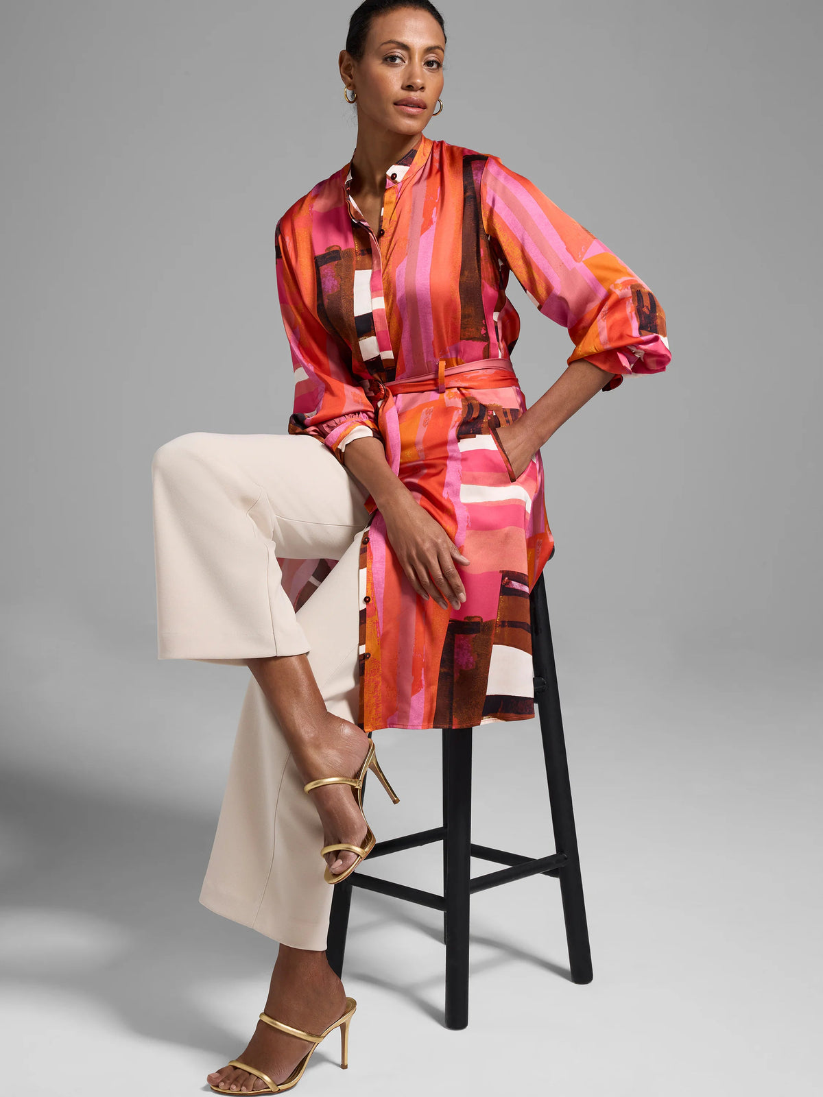 Gold Label Artful Blocks Glossy Shirtdress