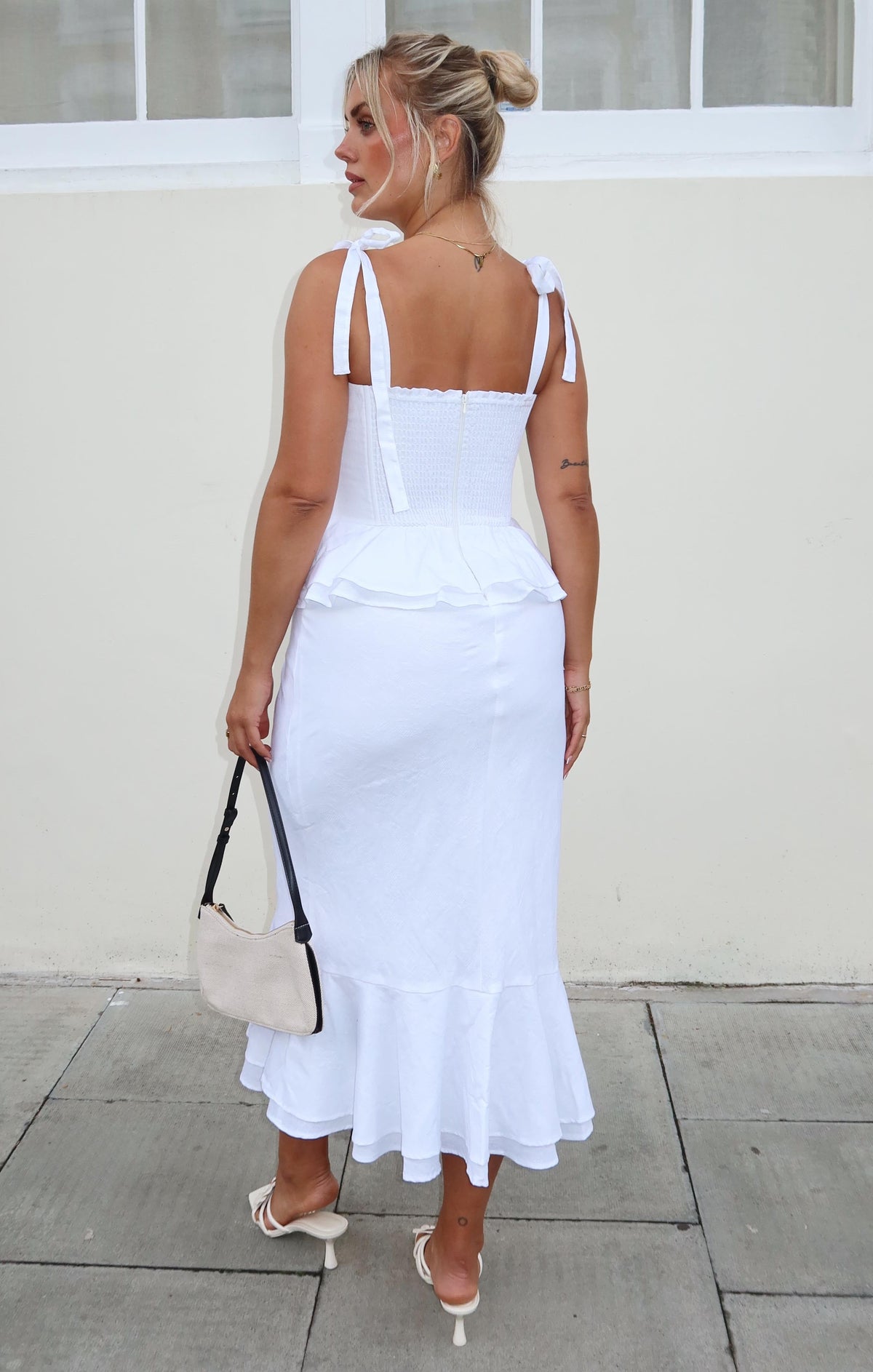 Pauline Peplum Dress ~ White
