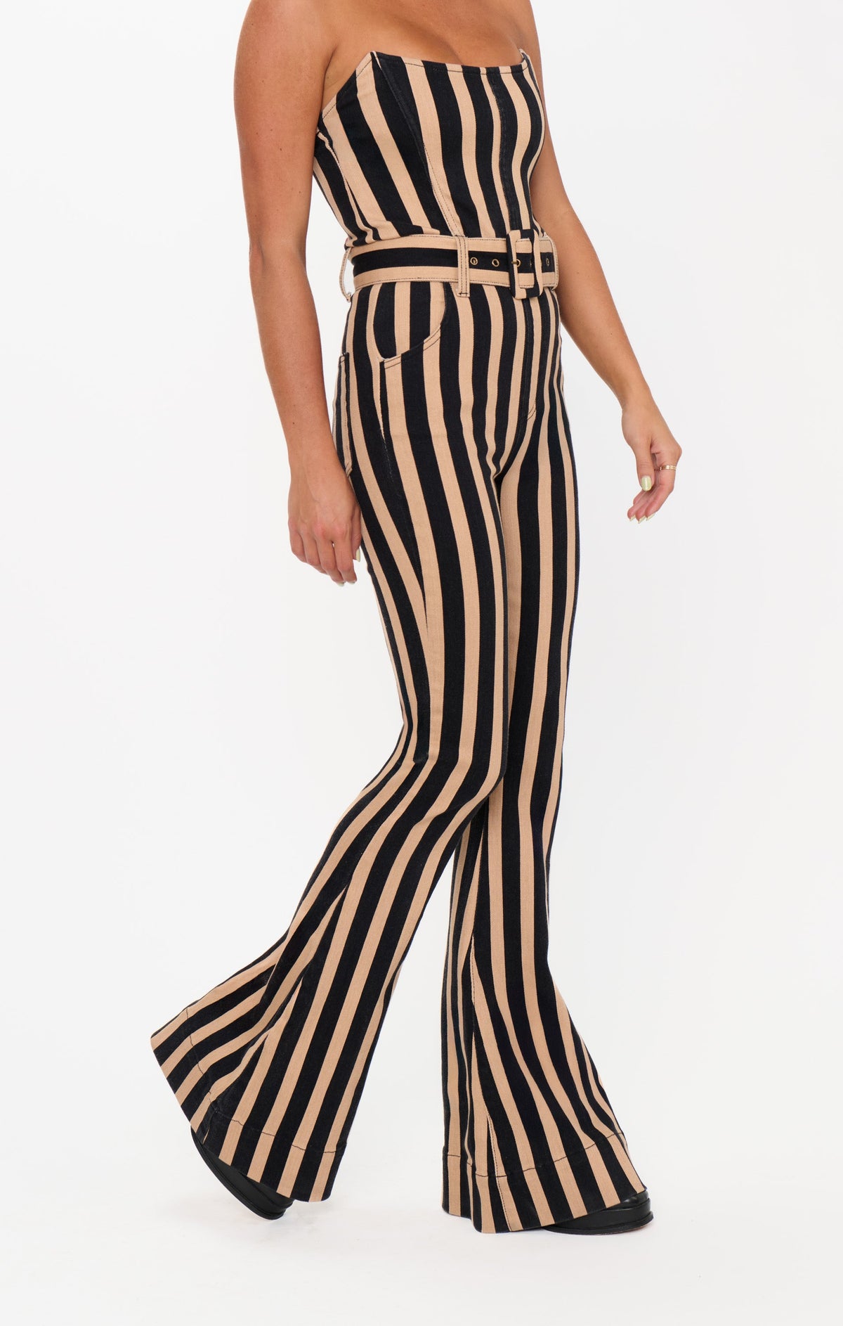 Santa Fe Jumpsuit ~ Sepia Stripe Denim